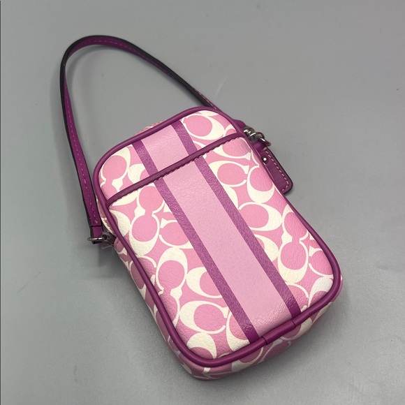 Coach Pink Stripe Signature Pouch Wristlet - Picture 6 of 6